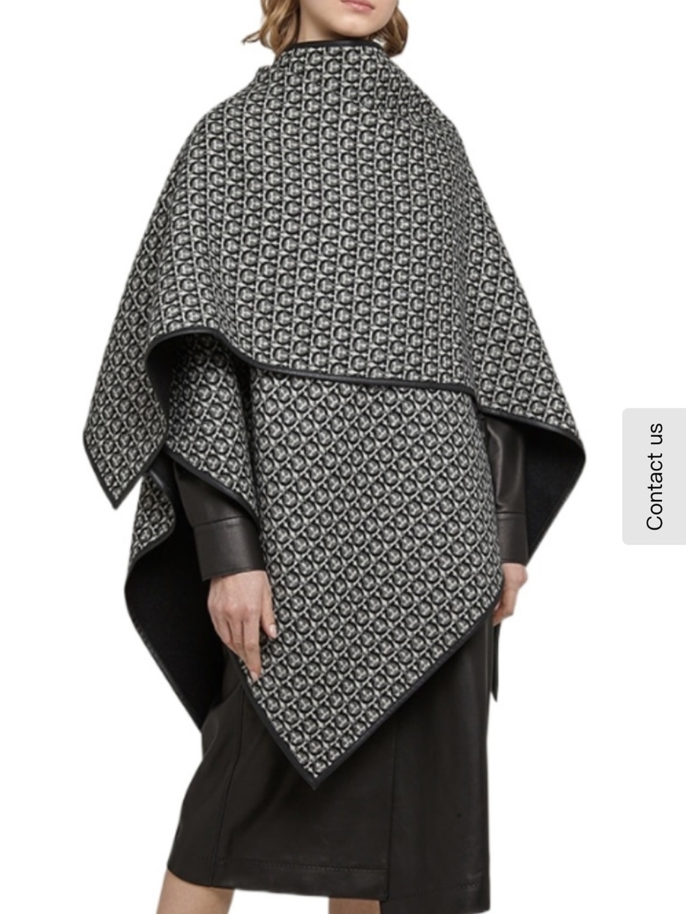 Salvatore Ferragamo Gray and Black Wool Reversible Wrap Cape NWT Authentic